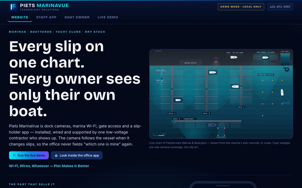 MarinaVue staff app on a desktop